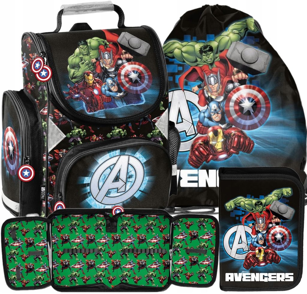 3tlg AVENGERS Schulranzen set Ranzen Schulrucksack rucksack Produktbild 