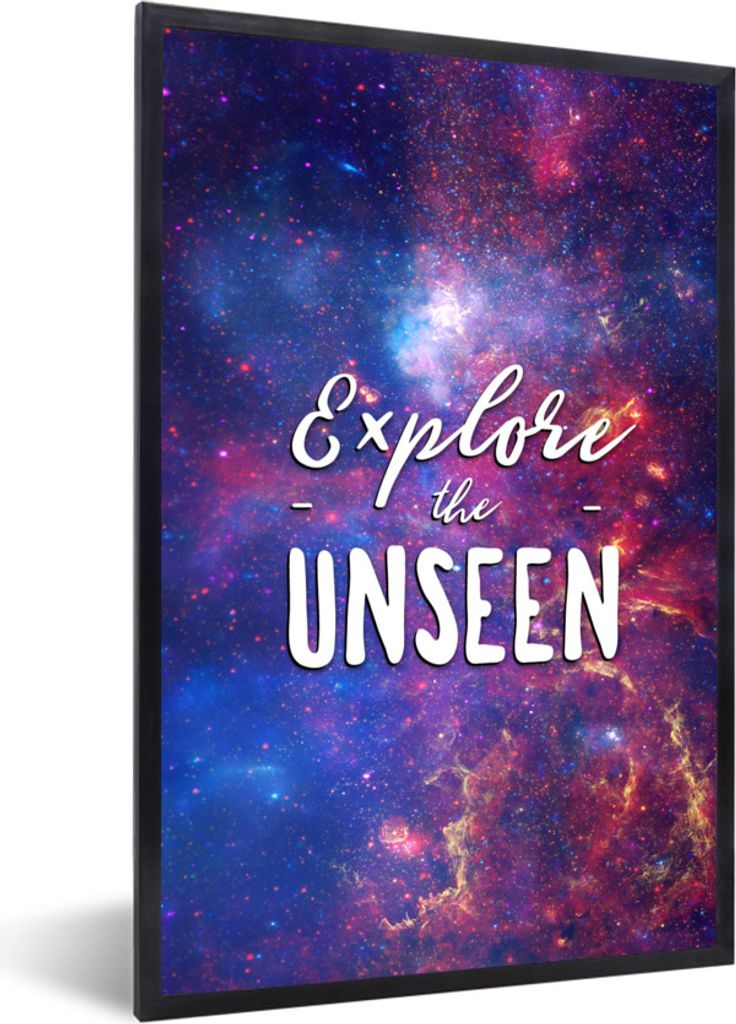 MuchoWow Gerahmtes Poster Der Weltraum - 'Erforsche das Unsichtbare' - Zitate - Sprichwörter - Jungen - Mädchen - Kinder 20x30 cm - Poster mit ...