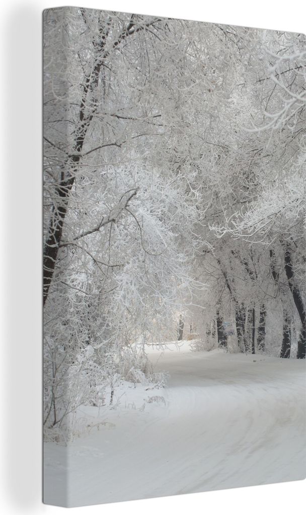 MuchoWow - Leinwandbilder - Bäume - Schnee - Winter, Wandbild, Wanddeko Bilder Wohnzimmer, 40x60 cm