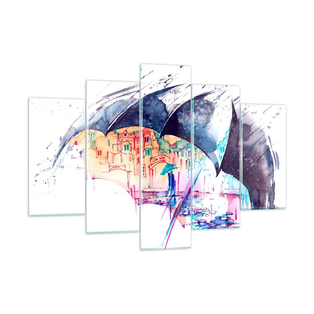 Bilder auf glas - Regenschirm Regen Regentropfen nass - 150x100cm - Glasbilder - Wandbilder - Kunstdruck - Wanddekoration aus Glas - Glas Bilder - ...