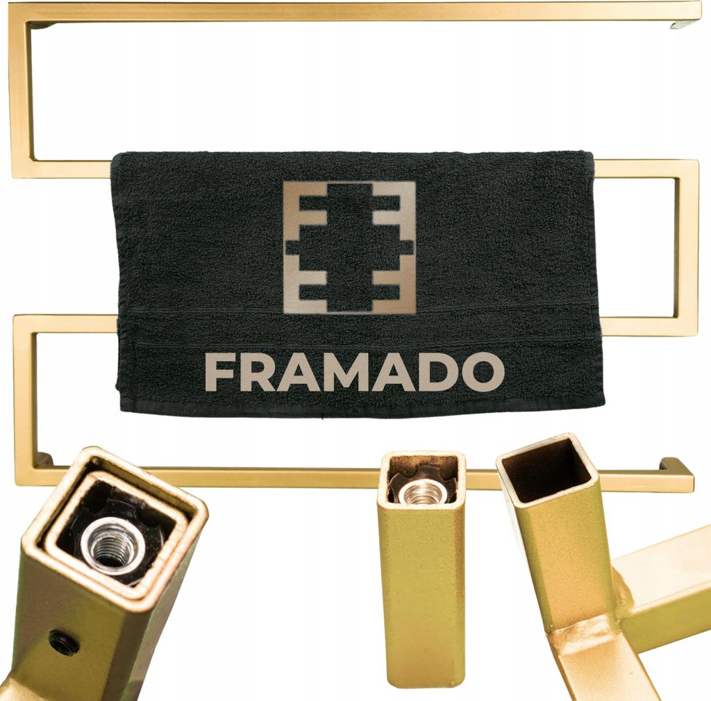 FRAMADO, Handtuchhalter Badezimmer Wand, Metall, 70x7x50cm, Gold, Zygzak