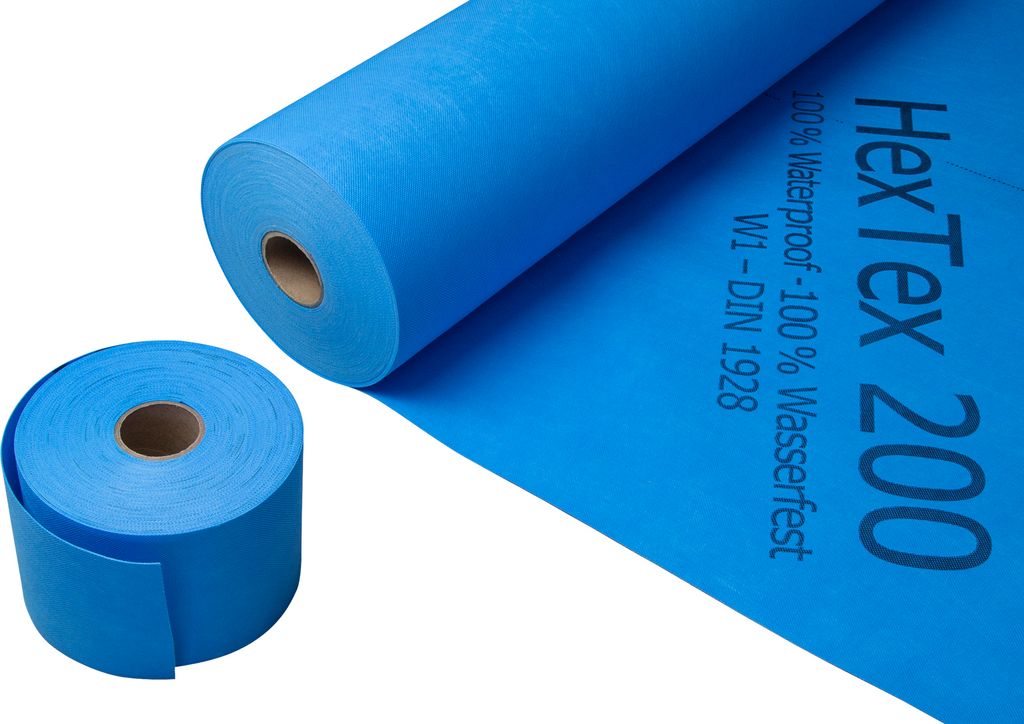 HexTex 200 - Abdichtungsbahn 20m², Abdichtungsmatte aus PP/PU/PP Dichtbahn für Bad, Dusche, Balkon oder Terrasse