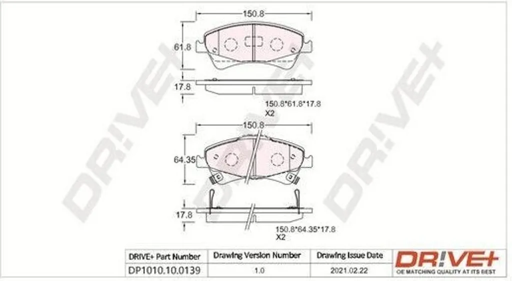 Dr!ve+ Plaquettes de frein avant pour Toyota Auris 2007-2018 et Verso