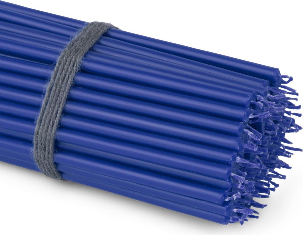 100x Stabkerzen blau Rußfrei Tropffrei dünn L 16cm Premium Paraffinwachs 36112