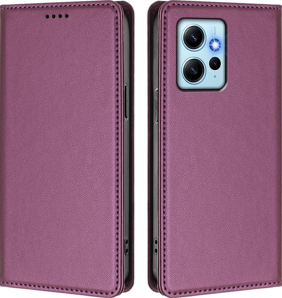 Handyhülle für Xiaomi Redmi Note 12 4G, Kunstleder Klapphülle Stoßfeste Magnetische Hülle mit Ständer Lila