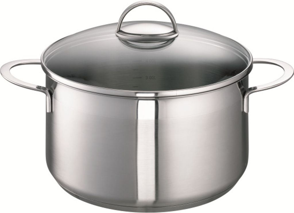 Schulte-Ufer WAVE MEAT POT 65017-24 Kochtopf inkl. Deckel, Edelstahl, 24 cm Durchmesser, Induktionsherd-geeignet