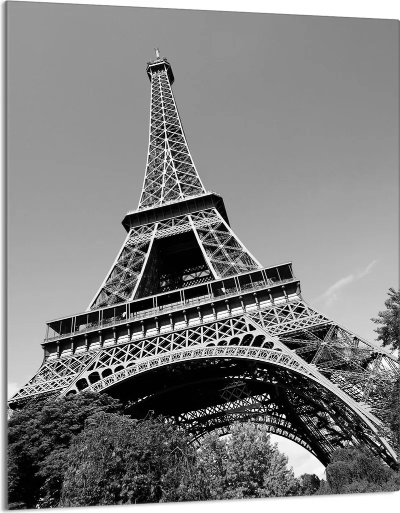 Piano cottura 40x52 Coperchio per piano cottura in ceramica Paraspruzzi Piatto in vetro Tagliere decorativo, Torre Eiffel Grigio