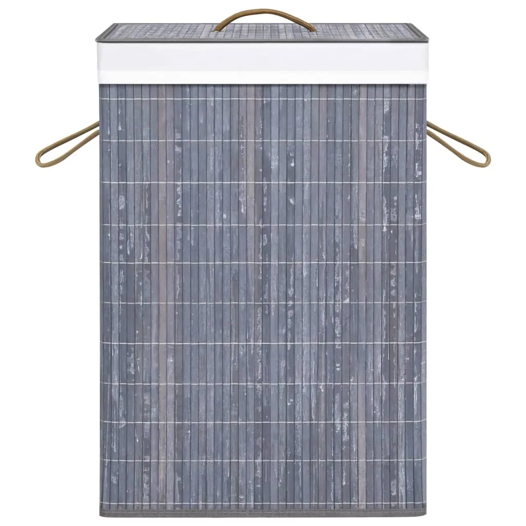 vidaXL Panier à linge en bambou gris 2 compartiments de 72 L - 3