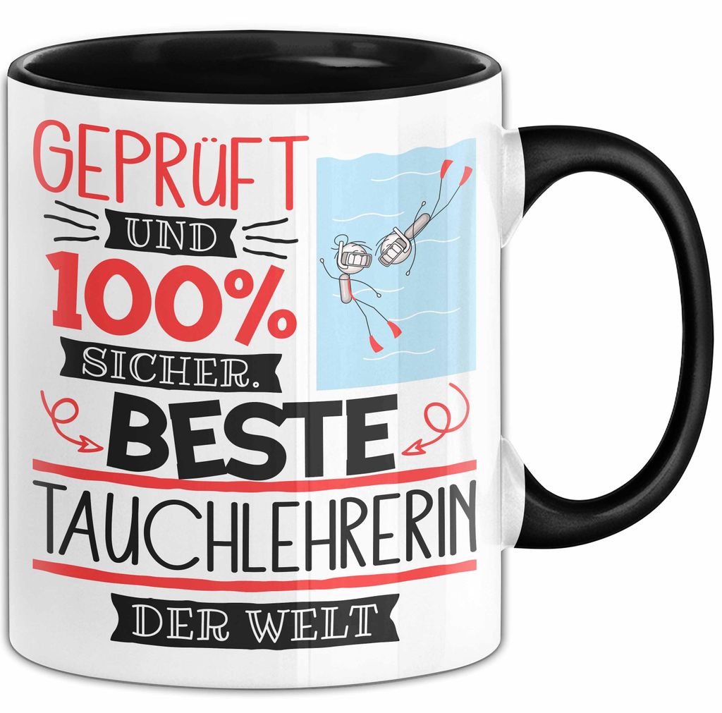 Beste Tauchlehrerin Der Welt Tasse Geschenk für Eine Tauchlehrerin Und Sicher Geschenkidee Geburtstag Weihnachten (Schwarz)