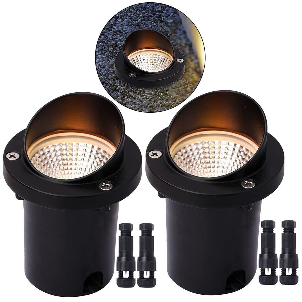 2er Set LED Bodeneinbaustrahler 12V,Warmwei? Garten Bodenleuchte ?75 mm, 7W Niedervolt Outdoor Einbauleuchte fš¹r Terrasse & Deck
