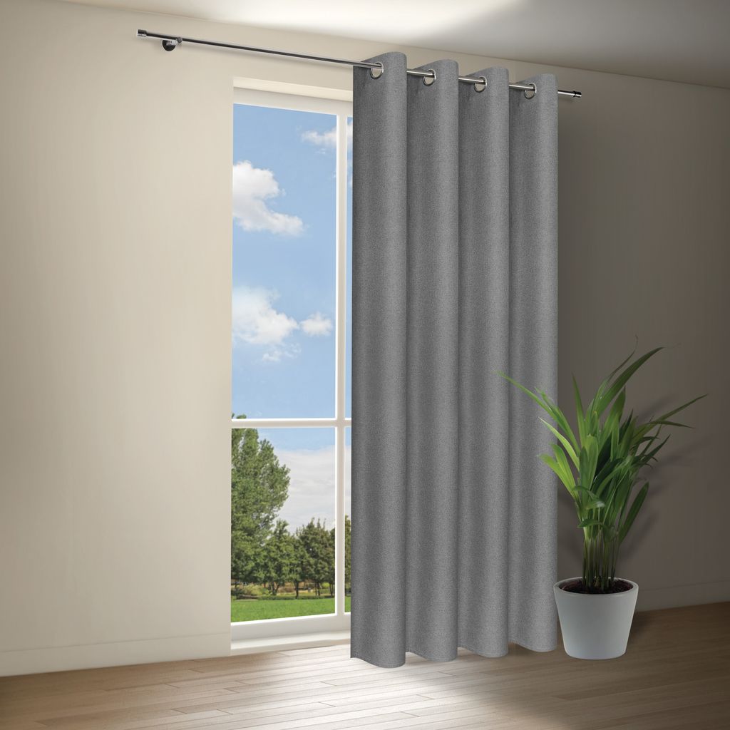 Ösenvorhang "Dänemark" verdunkelnd in dunkelgrau 140cm x 245cm