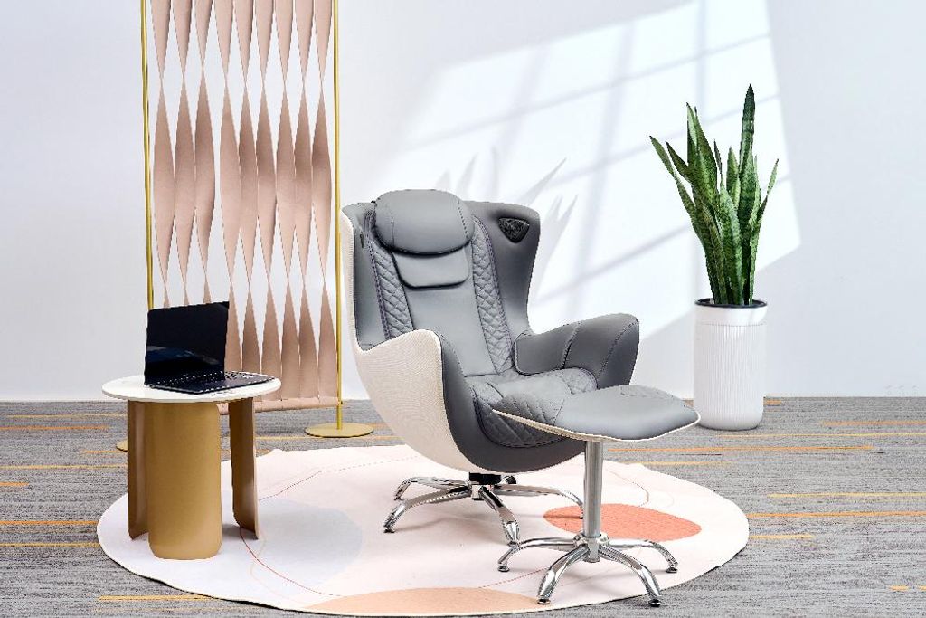 Elektrischer Massagesessel mit Hocker, Heizfunktion und 3D Mechanismus, Grau