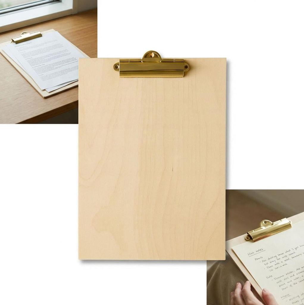 CLIPBOARD Holz-Schreibunterlage A4 mit goldenem Clip