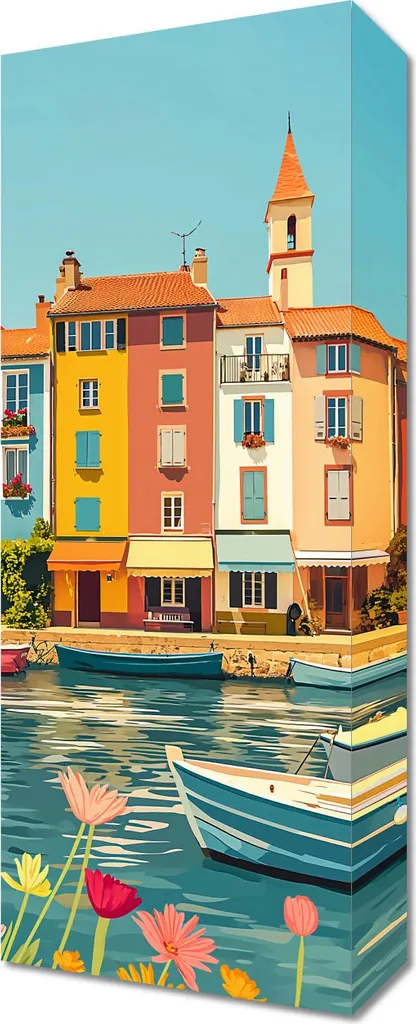 Decorazione Parete Mare: Quadro Multicolore Lungomare 20x50 Moderno