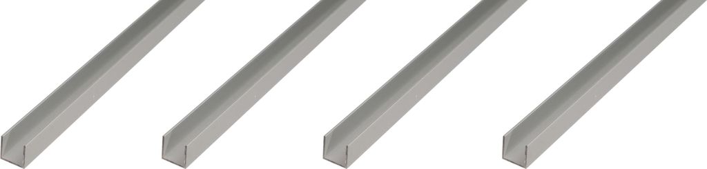 Alberts 4 x U-Profil, Aluminium, 8 x 20 x 8 x 1 mm, Länge 1 m, silberfarbig eloxiert