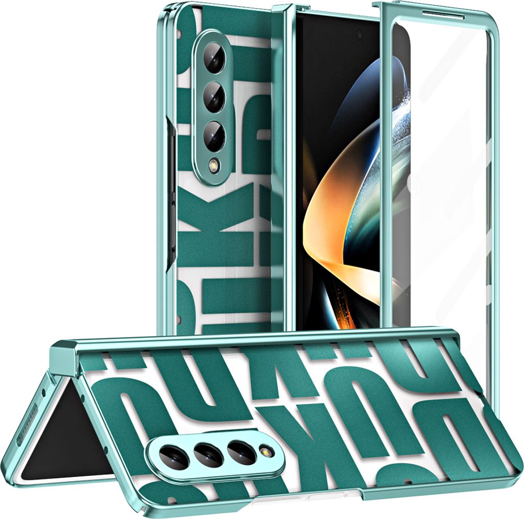 Hülle für Samsung Galaxy Z Fold 3 Hülle mit Displayschutz und Scharnierschutz, Galvanisierter Klar Schutzhülle Grün
