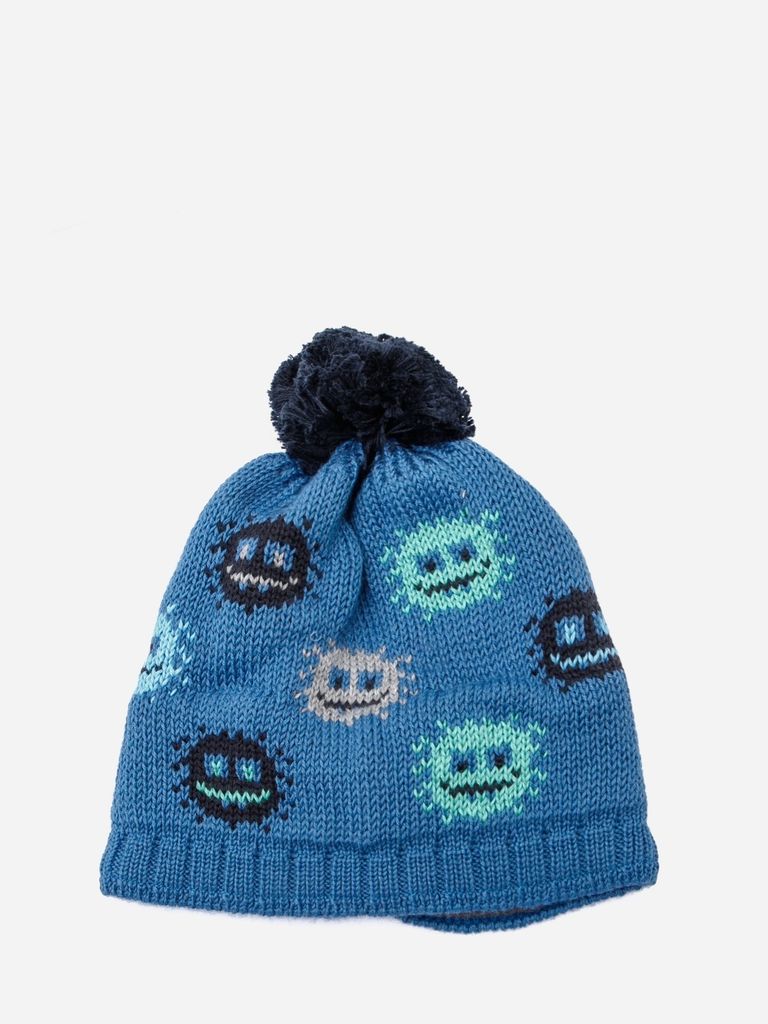 Jungenmütze mit Bommel, blau, Kreaturen, Döll