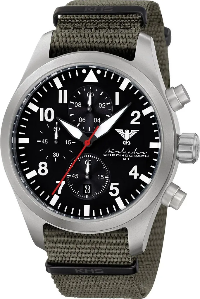 Chronographe Militaire Homme KHS Airleader Steel avec Bracelet Nato