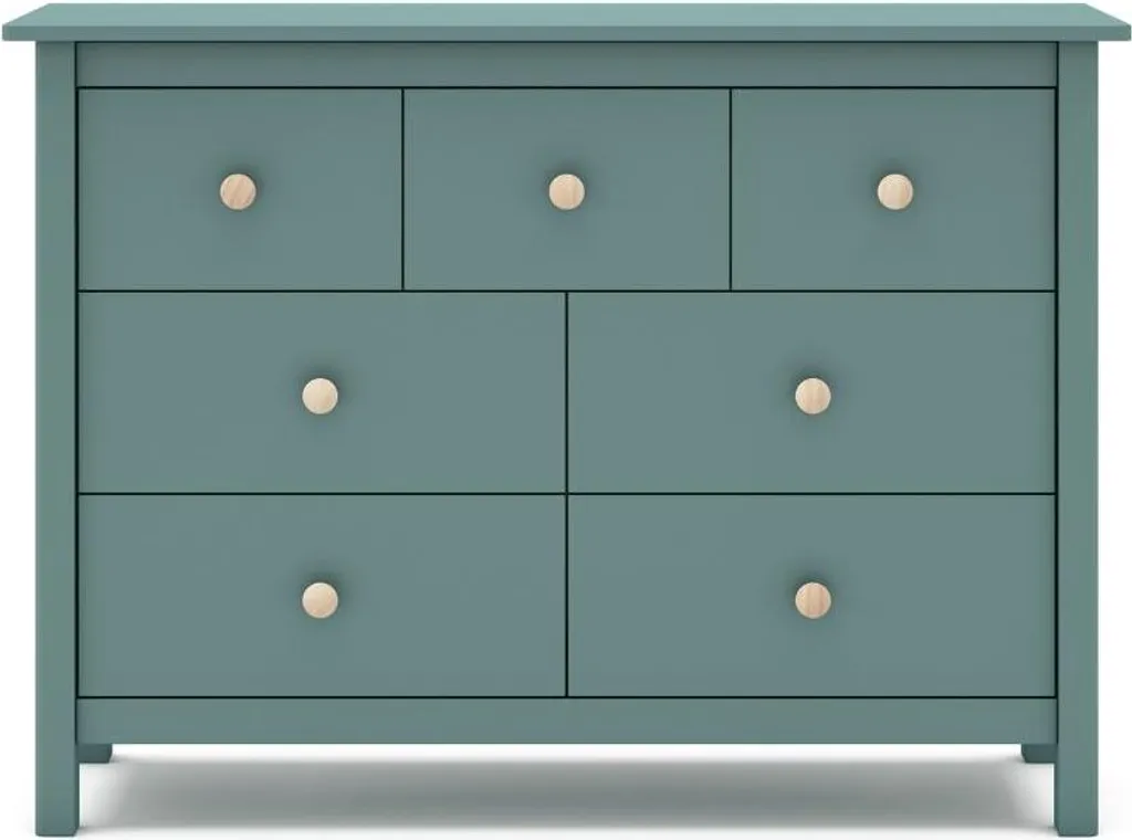 Optimisez votre rangement : Commode CAMILLE 7 tiroirs vert laqué 110cm