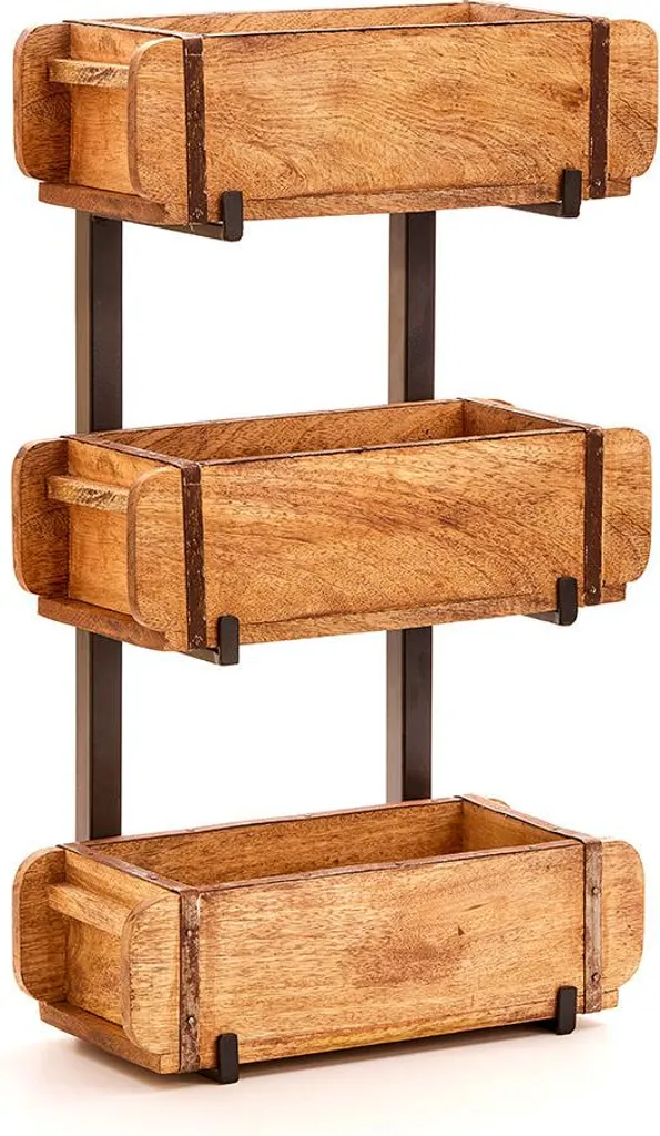 Boîtes de rangement vintage en bois 32 cm pour décoration intérieure