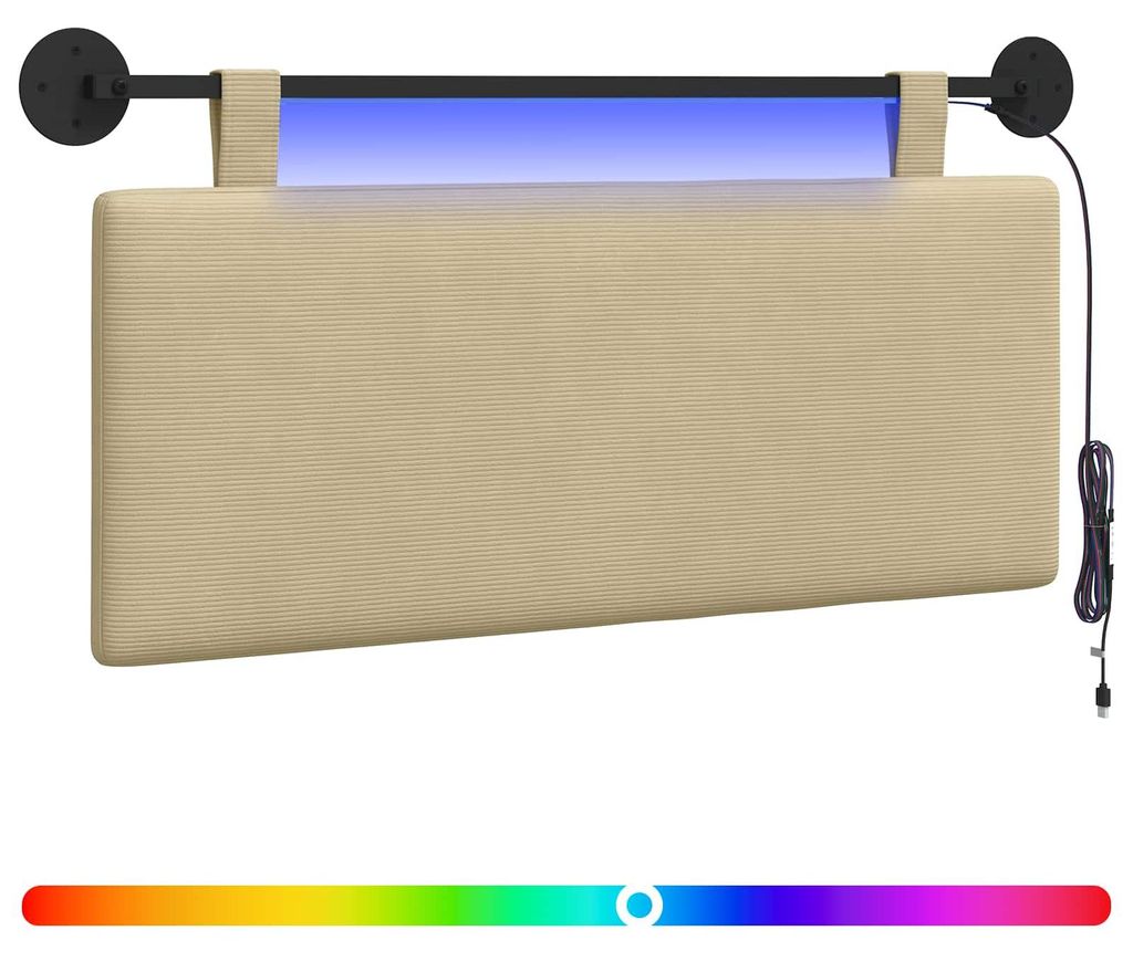 Hängendes Kopfteil Mit LED Licht Hellgrün-Grau Cordstoff