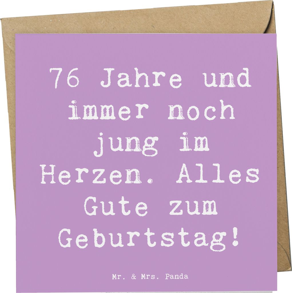 Mr. & Mrs. Panda Grußkarte Spruch 76. Geburtstag Herzjung - Lavendeltraum - Geschenk, doppelkarte, Happy Birthday, Energie und Lebenslust, besonde...
