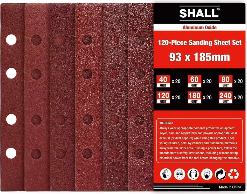 Brusné listy zrnitost 120 93x185mm 8 otvorů na suchý zip Obrázek produktu 