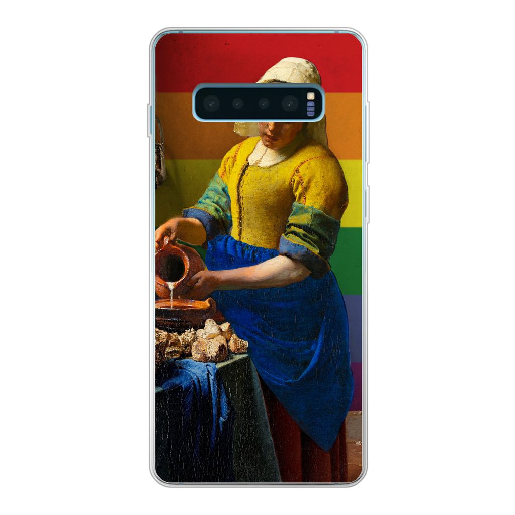 MuchoWow Handyhülle Schutzhülle Hülle für Samsung Galaxy S10 Plus Milchmädchen - Stolz - Vermeer Silikon Softcase Handy Hülle - Schutzhülle