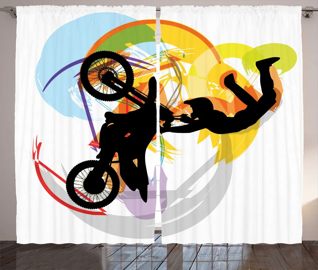 Rideau Décoratif Motocross pour Chambre Garçon et Ado - Grand Format 280cm