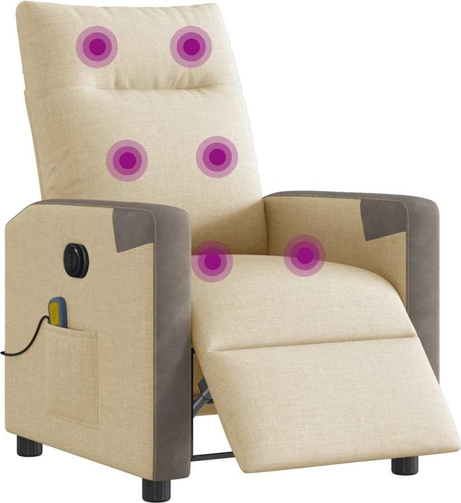 vidaXL Massagesessel Elektrisch Creme Stoff