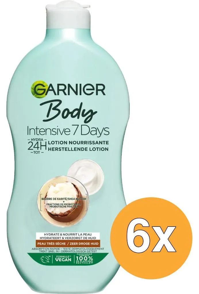 Garnier Body Intensive 7 Days Lait Corps Beurre de Karité Lot de 6 x 400ml
