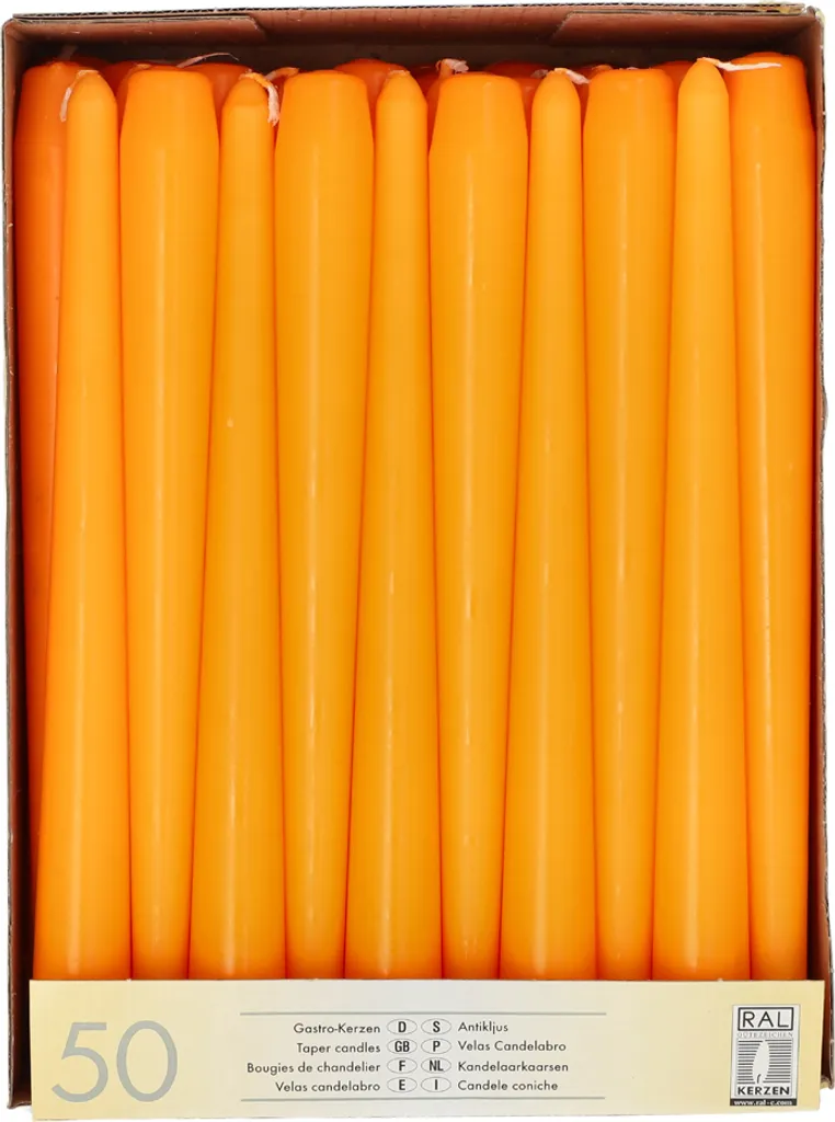 PAPSTAR 10393 Candele a Stelo Arancioni 25 cm - Confezione 50 Pezzi