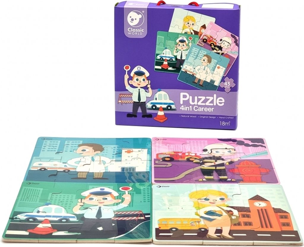 Klassisches Welt-Holzpuzzle Berufe, 4in1