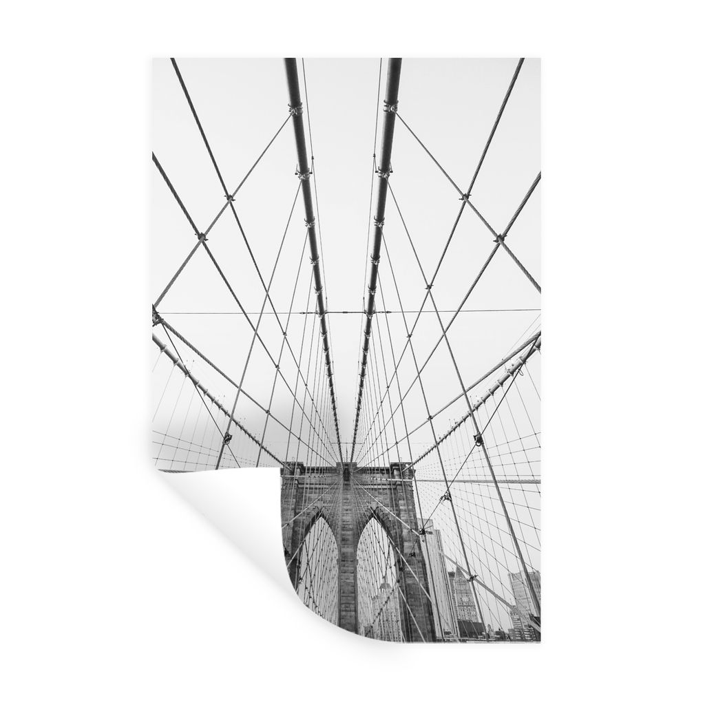 MuchoWow Wandtattoo Wandsticker Wandaufkleber Brooklyn Bridge - Brücke - Architektur - Gebäude 40x60 cm Selbstklebend und Repositionierbar - Wi...