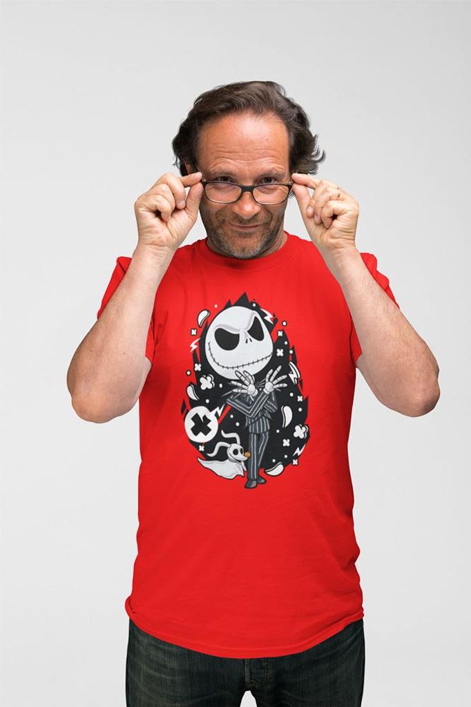 D&B Uni Polo PC00054 Jack Skellington Rot-Größe M
