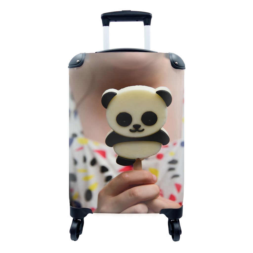 MuchoWow Koffer Handgepäck Trolley Rollkoffer Kleine Reisekoffer mit 4 Rollen - Speiseeis in Pandaform - Cabin Size < 55x40x23 cm & 55x40x20 cm ...