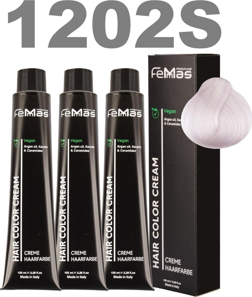FemMas Haarfarbe mit Arganöl Superaufh. Ultra Violett 1202 S | 3x100ml