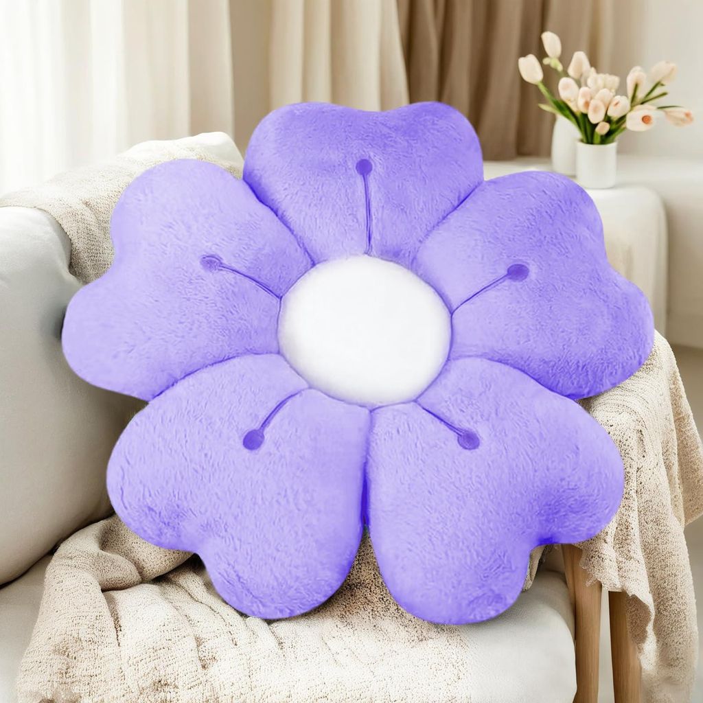 Bodenkissen, Sitzkissen, 50 cm, lila, blütenförmig, weich
