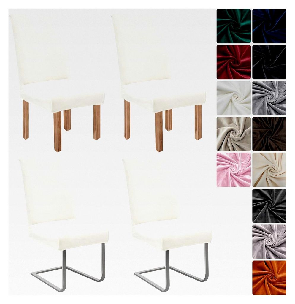 Stuhlhussen Samt 4er Set, Hussen für Stühle, Universeller Stretch Stuhlbezug, Waschbarer Schutz für Stühle für Esszimmer, Küche, Restaurant, ...