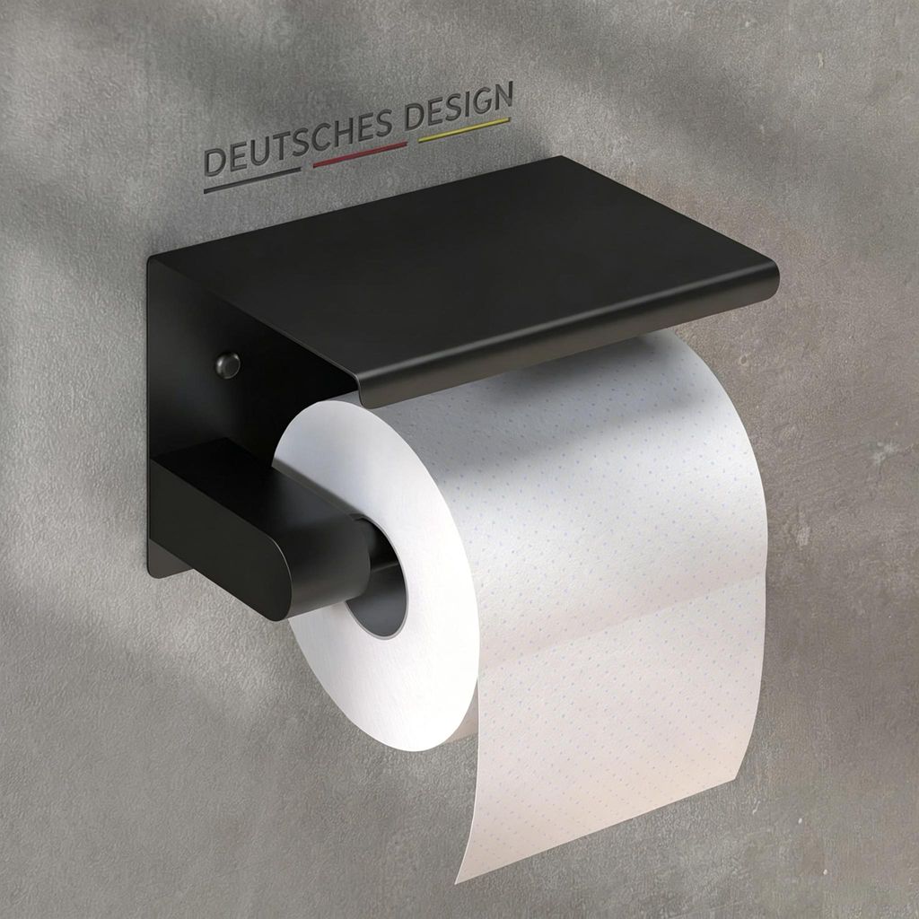Toilettenpapierhalter mit Ablage, Edelstahl WC-Rollenhalter Produktbild 
