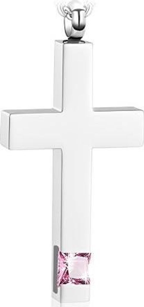 Luxe Ascheanhänger mit Kette für Asche, Haare oder Parfum - Gedenkschmuck mit Asfüllhilfe und Aufbewahrungstasche - Diamant Kreuz