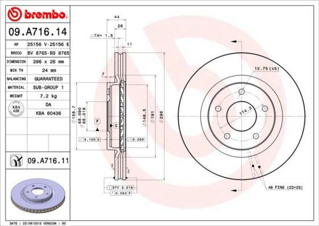 BREMBO 09.A716.11 Bremsscheibe OE 40206JD00A kompatibel mit Qashqai