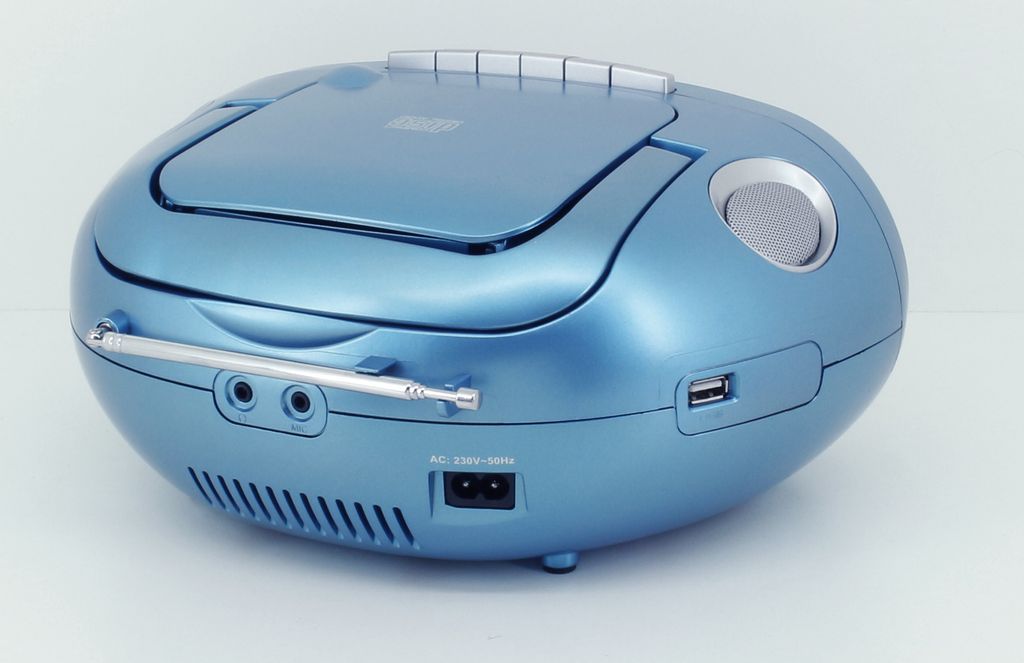 CD-Player mit LED Discolicht Radio USB Bluetooth MP3 AUX Denver TCL-212BT  BLUE