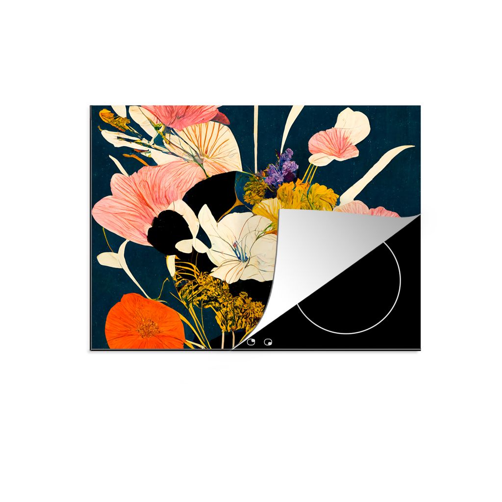 KitchenYeah Herdabdeckplatte Blumen - Vase - Malerei - Pflanzen , 60x52cm, Küche Deko, Glaskeramikkochfeld Herdabdeckung, Abdeckplatte fùr Koch...