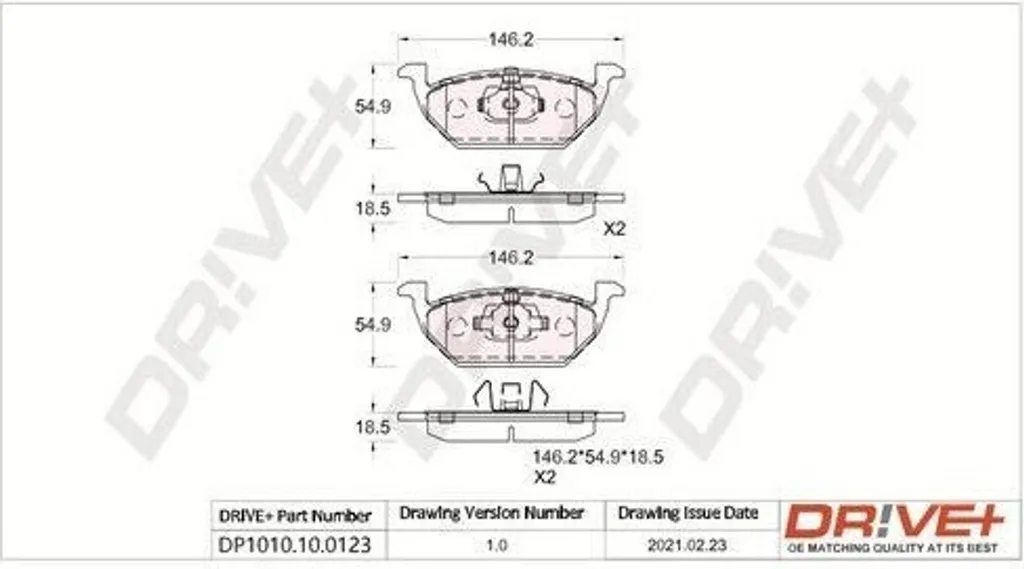 Kit Plaquettes de Frein Avant Dr!ve+ 1J0698151 - Plus de Bruit, Freinage Sûr