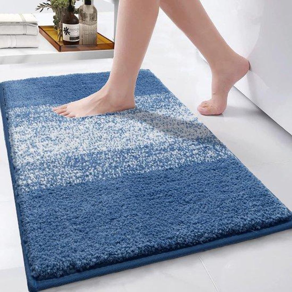Unyqoos Ultra Soft Luxury Anti-Slip Bath Mat – 80 x 120 cm – Hohe Saugfähigkeit – Maschinenwaschbar – Blau