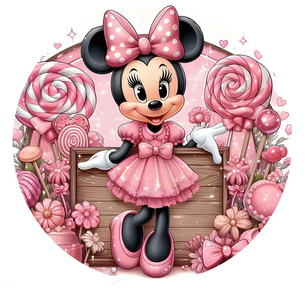 Runder Teppich 120cm - Rosa Maus Minnie