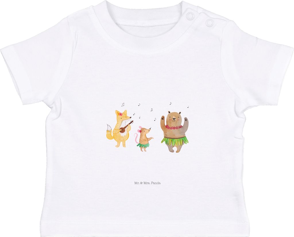 Mr. & Mrs. Panda T-Shirt Waldtiere Aloha 6. - 12. Monat - Weiß - Geschenk, Baby Top, Hase, Musik, Babyshirt, Bär, Lustige Sprüche, Wald, Kurzarm...