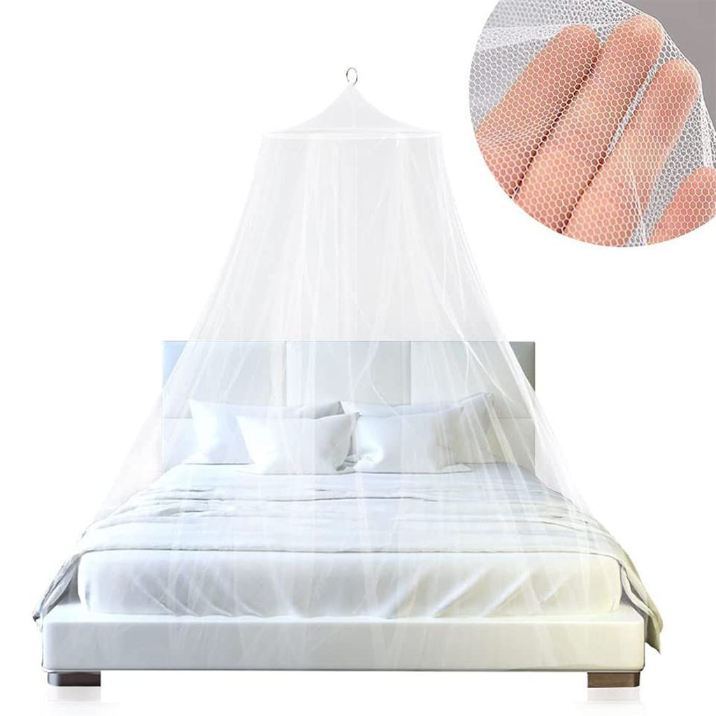 Hängendes Kuppelzelt für Bett,Moskitonetz mit Stahlring, 360° Schutz Betthimmel, weiß, für Kinderzimmer und Wohnheime,60×250×1200 cm