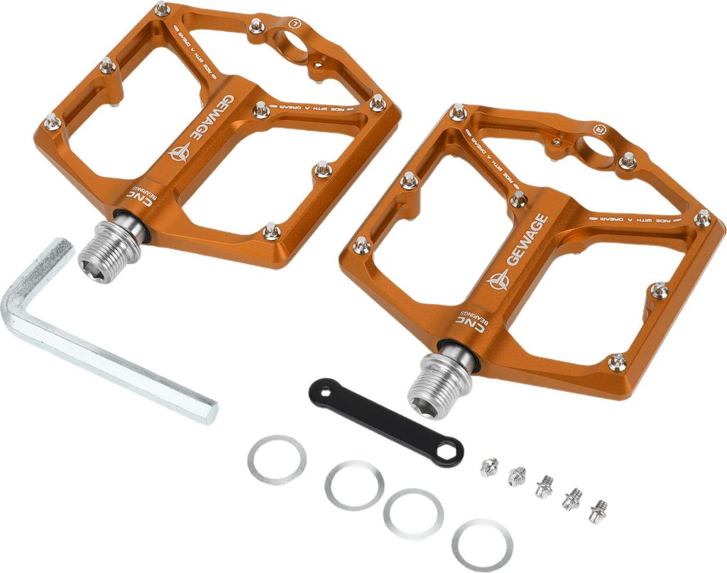 Fußrasten passen auf 9/16-Zoll-Achsen, langlebig | Hintere Fahrradpedale aus Aluminiumlegierung in Goldton, 1 Paar